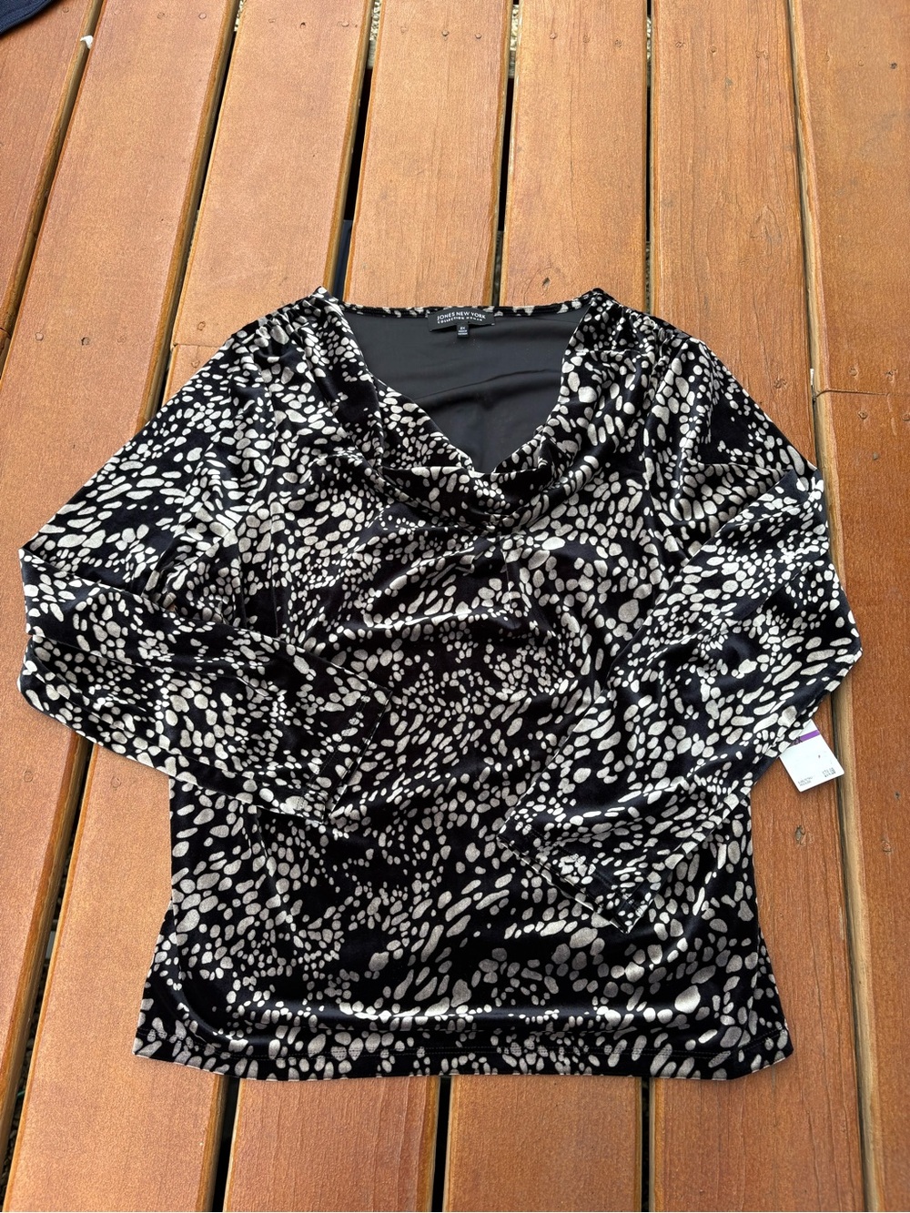 Cowl Neck Long Sleeve Top Evening Retro Size 2X